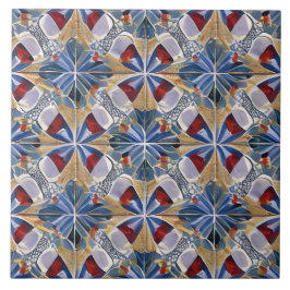 Moroccan Stil Simulated Mosaic Blue and Red Kakelplatta