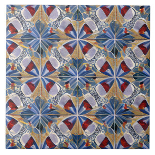 Moroccan Stil Simulated Mosaic Blue and Red Kakelplatta