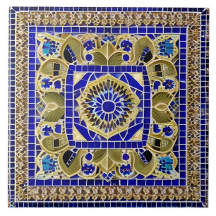 Moroccan Stil Simulated Mosaic Blue och Guld Kakelplatta