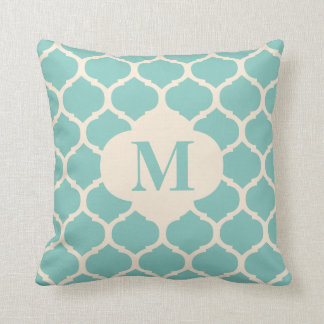 Moroccan Teal Monogram Pillow Kudde