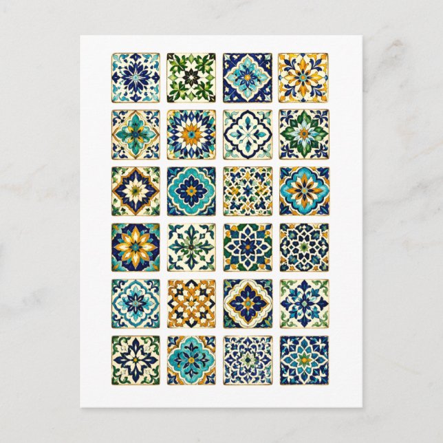 Moroccan Tile Collage Illustration Vykort (Framsida)