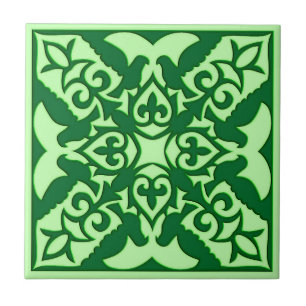 Moroccan Tile Mönster, Mörk Emerald Grönt Kakelplatta