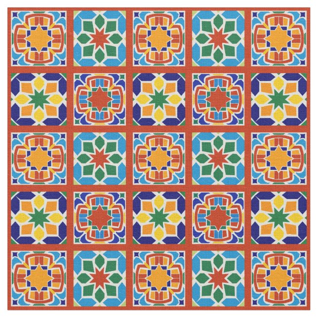 Moroccan Tile Pattern Fabric Quilting Sewing Tyg (Närbild)