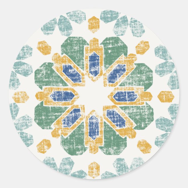 Moroccan Tile - Pond Runt Klistermärke (Framsida)