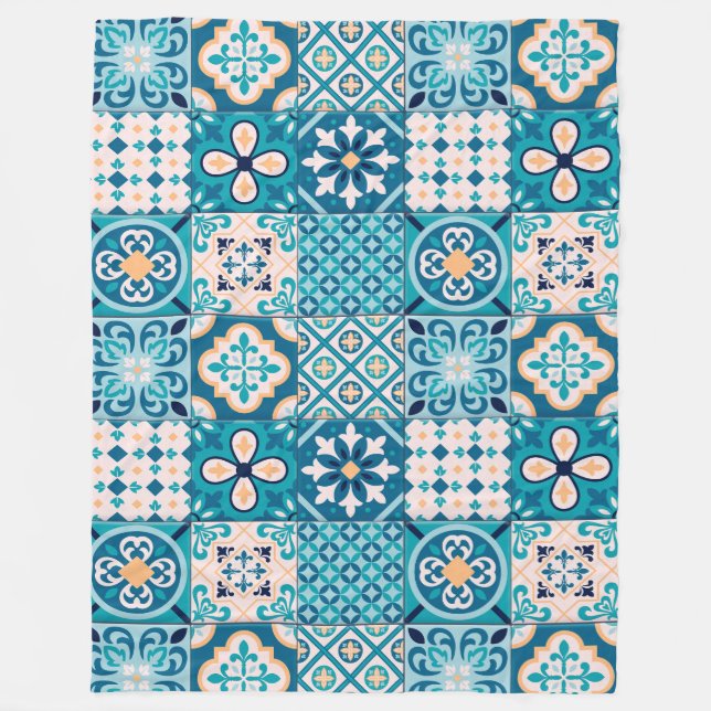 Moroccan Tile/ Quilt Mönster Fleecefilt (Framsidan)