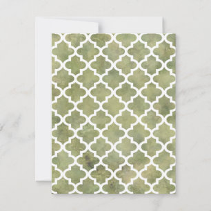 Moroccan Tile Trellis Patterm på Moss Grönt Marble Inbjudningar