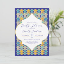 Moroccan Tiles Royal Blue Golden