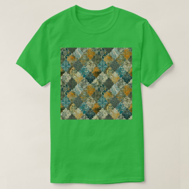 Moroccan Tiles Rust Orange Blue S T Shirt (Design framsida)