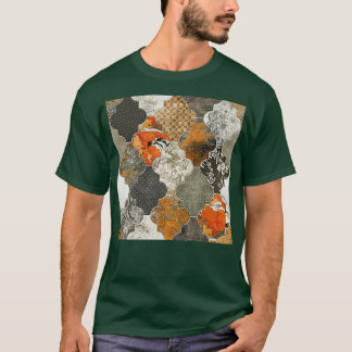 Moroccan Tiles Rust Orange Olive Grått T Shirt