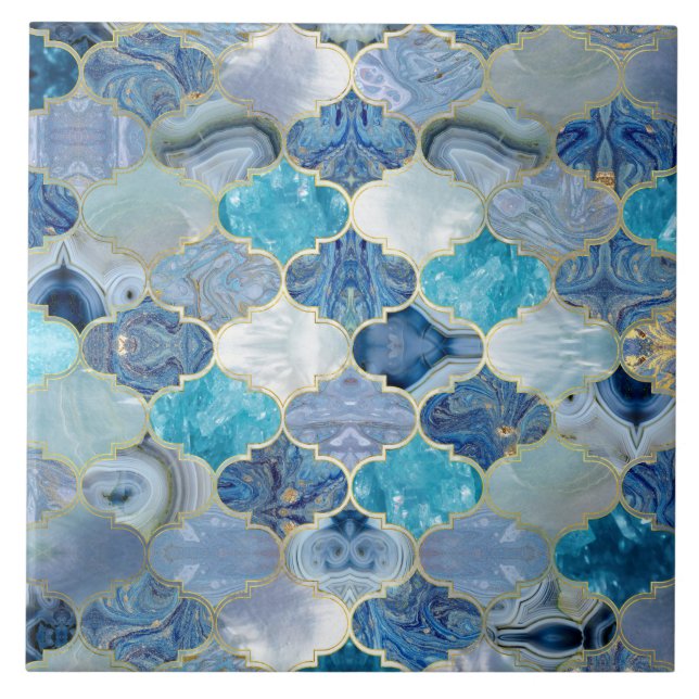 Moroccan trellis Blue Mineral Struktur Kakelplatta (Framsidan)