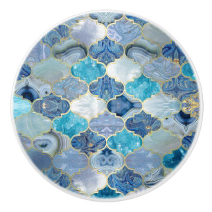 Moroccan trellis Blue Mineral Struktur Knopp