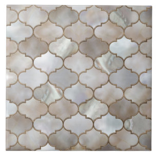Moroccan trellis Pearl och Guld Kakelplatta