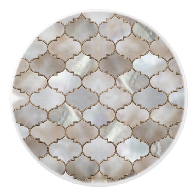 Moroccan trellis Pearl och Guld Knopp (Framsidan)