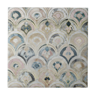 Moroccan trellis White marble och guld Ceramic Til Kakelplatta