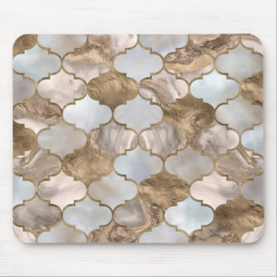 Moroccan trellis White marble och guld Musmatta