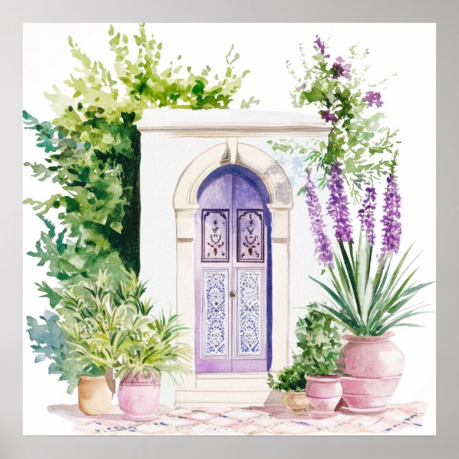 Moroccan Village Watercolor Boho Poster (Framsidan)