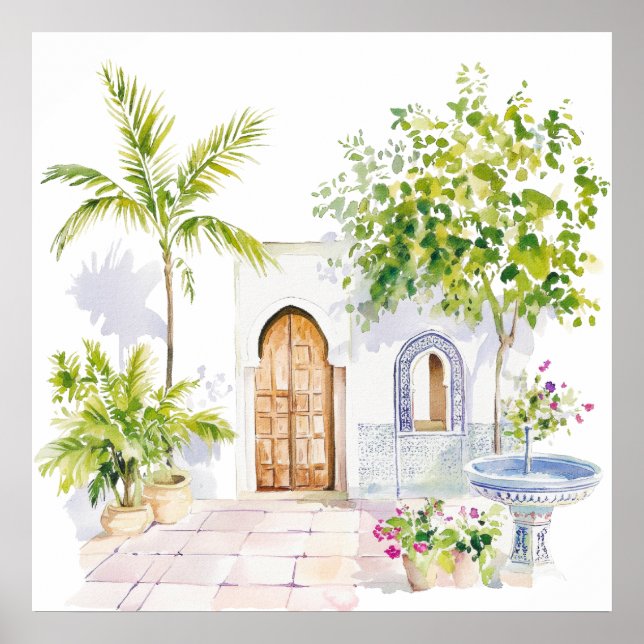 Moroccan Village Watercolor Boho Poster (Framsidan)