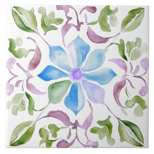 Moroccan Watercolor Boho Kakelplatta (Framsidan)