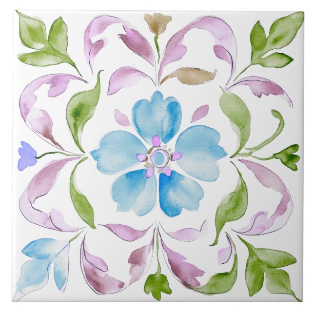 Moroccan Watercolor Boho Kakelplatta (Framsidan)