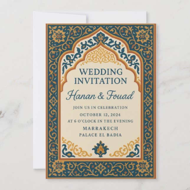 Moroccan Wedding Invitation Template – Elegant Isl Inbjudningar (Framsida)