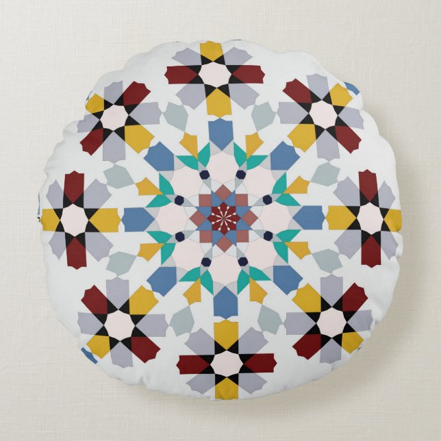 Moroccan Zelije !Moroccan Zellige Rund Kudde (Framsidan)