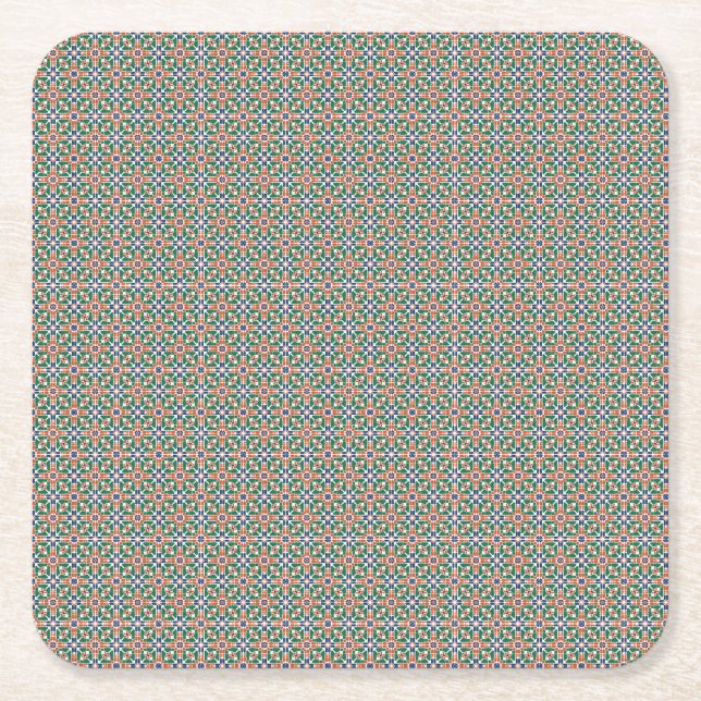 Moroccan Zellige Pattern Geometric Coaster Underlägg Papper Kvadrat (Framsidan)