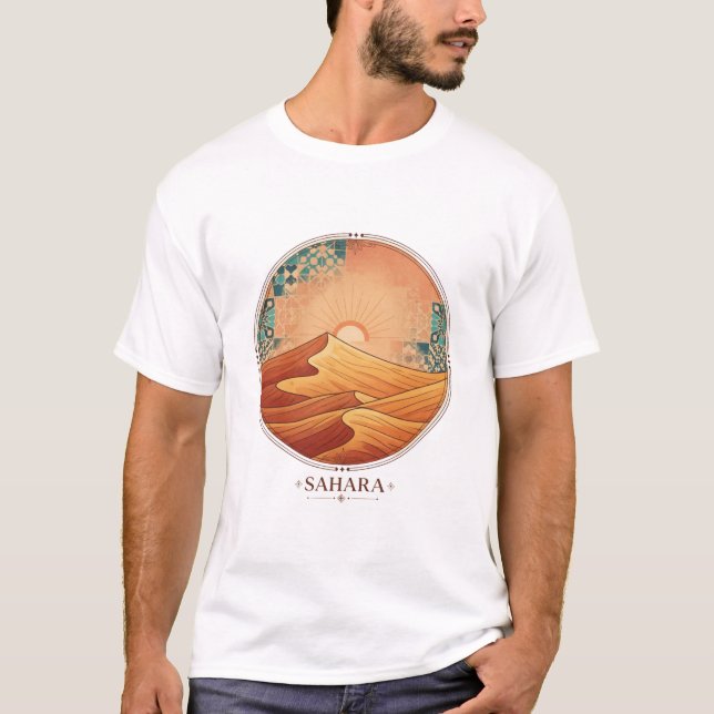 Moroccan Zellij Desert Sunset T-Shirt (Framsida)