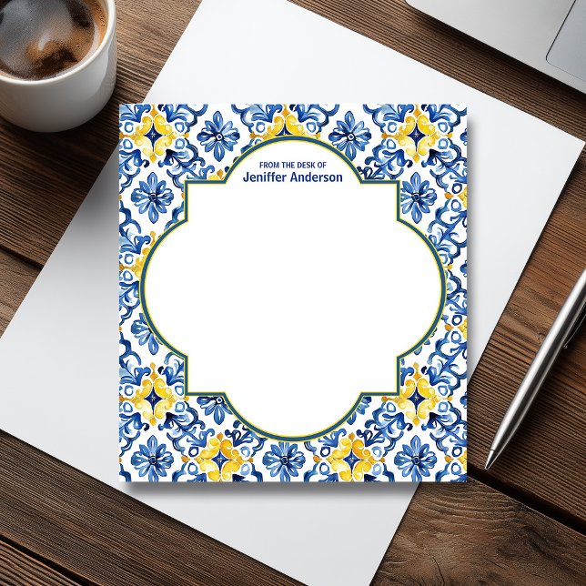 Moroccan Zellij Mönster Blue & Gult Anteckningsblock (Moroccan Zellij Pattern Blue & Yellow Notepad)