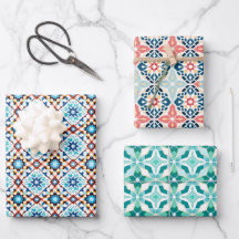 Moroccan Zellij Mönster Gift Wrapping Papper Lakan