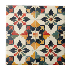 Moroccan Zellij Red Gult and Grönt Kakelplatta