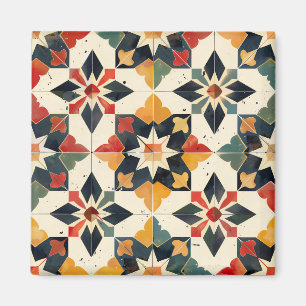 Moroccan Zellij Red Gult and Grönt Magnet