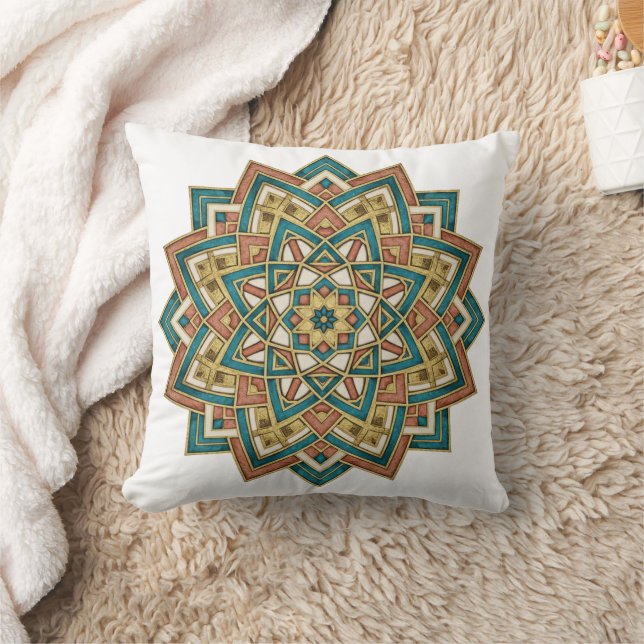 Moroccan Zellij Tile Art Pillow Kudde (Filt)