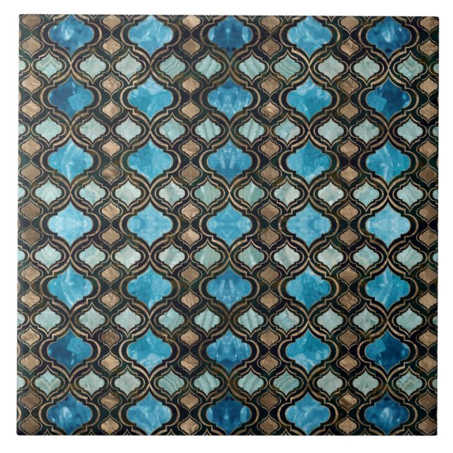Moroccana trellis Blue Crystal Struktur Kakelplatta (Framsidan)