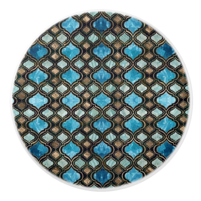 Moroccana trellis Blue Crystal Struktur Knopp (Framsidan)