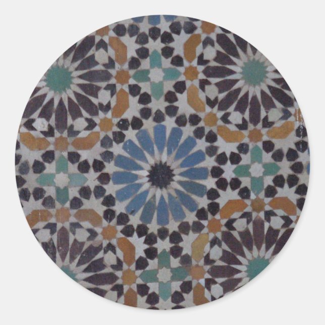 MoroccanTile Runt Klistermärke (Framsida)