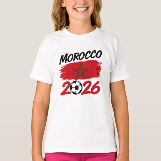 Morocco 2026 Soccer Fan Football Supporter Pride  T Shirt (Framsida)