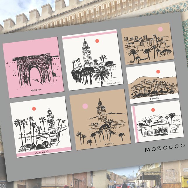 Morocco Africa Sketches Architecture Travel  Vykort (Skapare uppladdad)