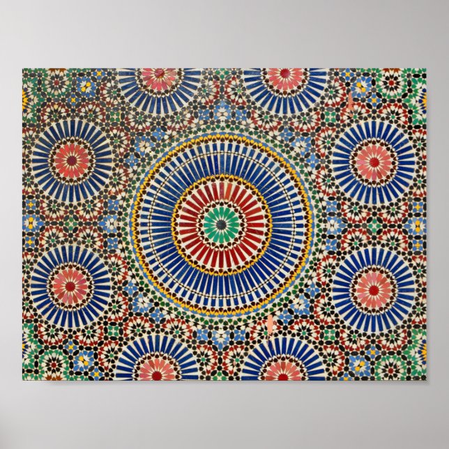 Morocco arab mosaic religiösa mönster poster (Framsidan)
