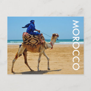 Morocco arab rider kamelstrand vykort