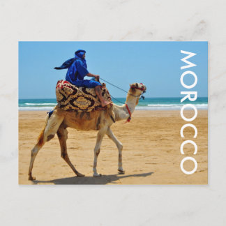 Morocco arab rider kamelstrand vykort