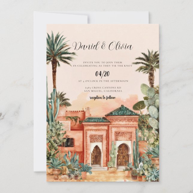 Morocco Destination Bröllopsinbjudan Inbjudningar (Framsida)