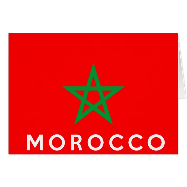 Morocco flagga land namn hälsningskort (Framsidan Horizontal)