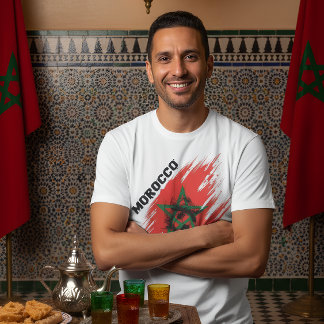Morocco Football Flag Design T Shirt