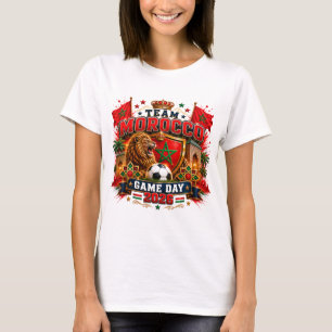 Morocco Lag Dag 2026 Fotboll Fan Design T Shirt