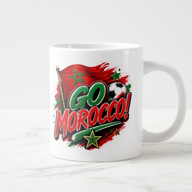 Morocco-lagets mugg 'JAG ÄR MAROCKO FOTBOLLSFAN'  Jumbo Mugg (Höger)