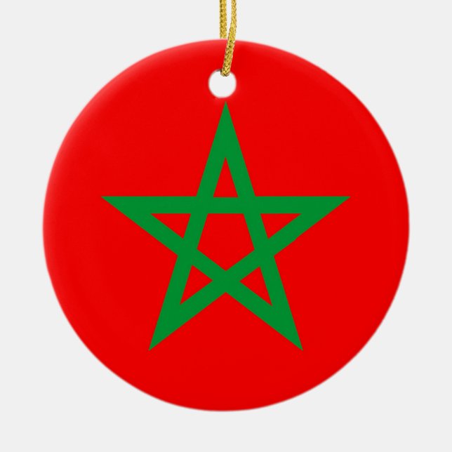 Morocco land flagga symbolstjärna julgransprydnad keramik (Framsidan)