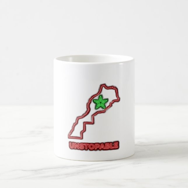 Morocco Map Neon Unstoppable Ceramic Coffee Mug Magisk Mugg (Center)