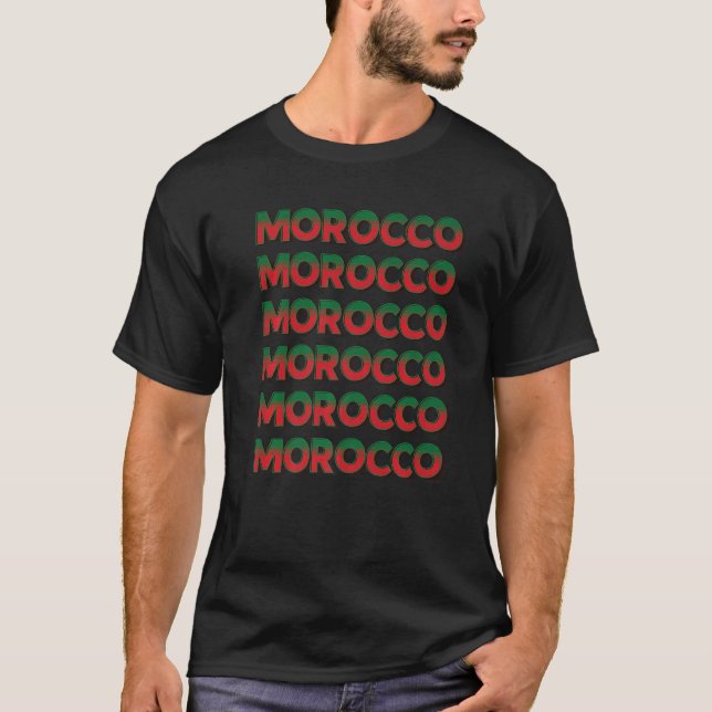 Morocco Moroccan Flag Motif Stacked Text Premium T Shirt (Framsida)