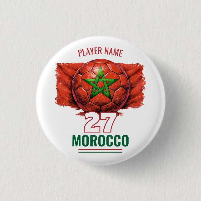 Morocco National Football Flag Heritage Soccer Knapp (Framsida)