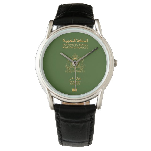 Morocco passport wristwatch armbandsur (Framsida)
